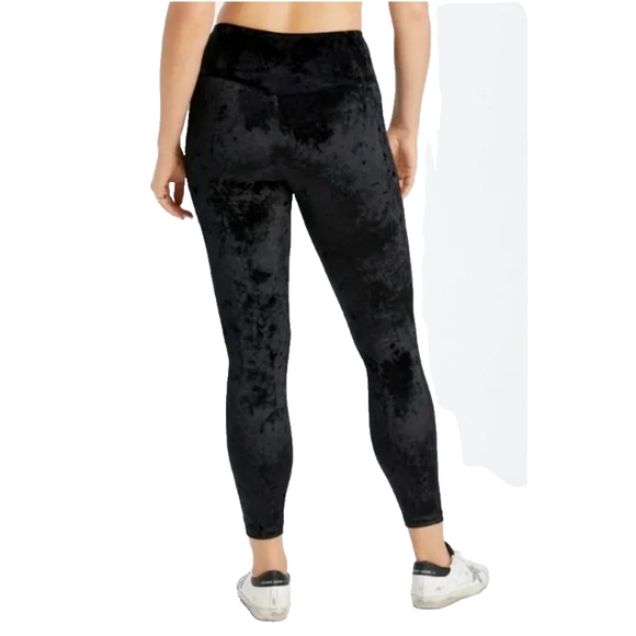 FABLETICS High Waisted Crushed Black Velour Crossover Leggings Size XXL NWOT - Picture 2 of 16